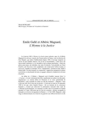 Emile Gallé et Albéric Magnard, L'Hymne à la Justice - Académie de ...