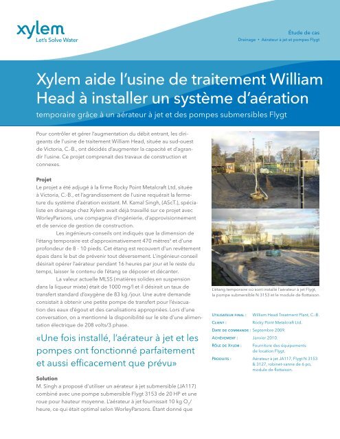 Xylem aide l'usine de traitement William Head à ... - Water Solutions