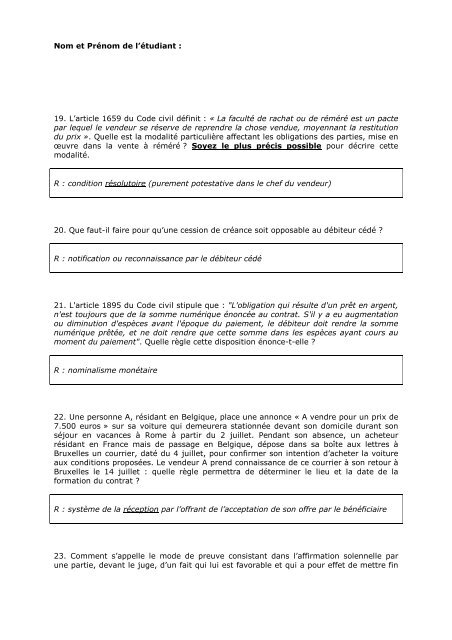 Faculté de droit – DROI-C-101 I. Questions à réponses multiples (20 ...