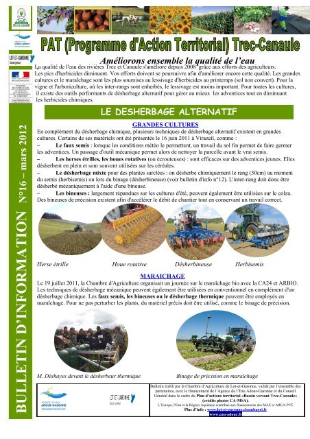 Bulletin d'information n°16 Mars 2012 - Chambre d'Agriculture de ...