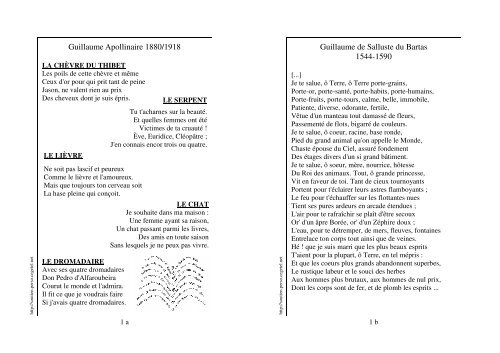 Guillaume Apollinaire 10 1918 Guillaume De Salluste Du Bartas