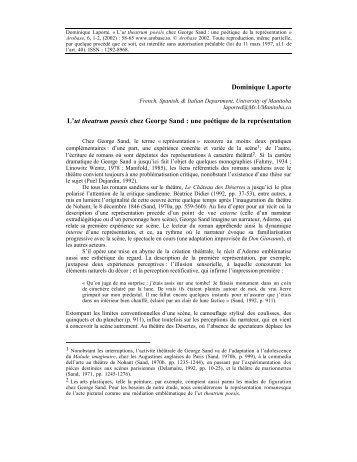 Dominique Laporte L'ut theatrum poesis chez George Sand : une ...