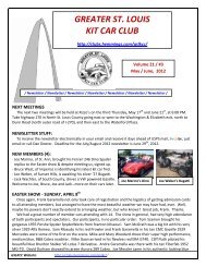 GREATER ST. LOUIS KIT CAR CLUB - Clubs