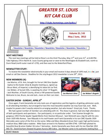 GREATER ST. LOUIS KIT CAR CLUB - Clubs