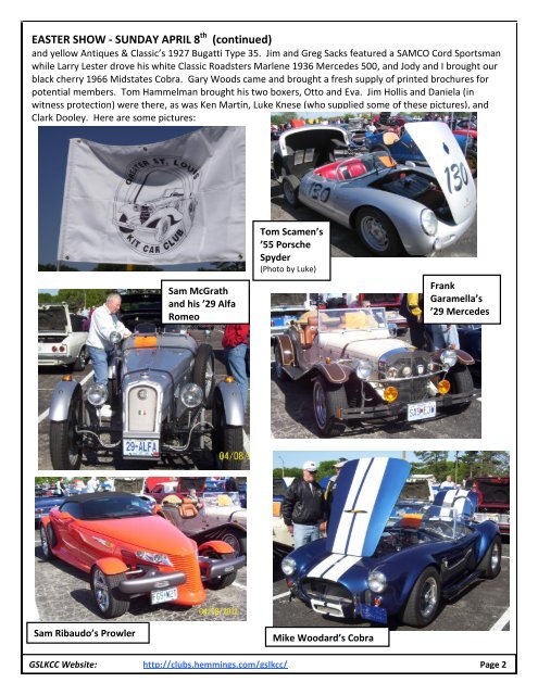 GREATER ST. LOUIS KIT CAR CLUB - Clubs