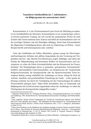 Tauschierte Scheibenfibeln des 7. Jahrhunderts - Concilium medii ...