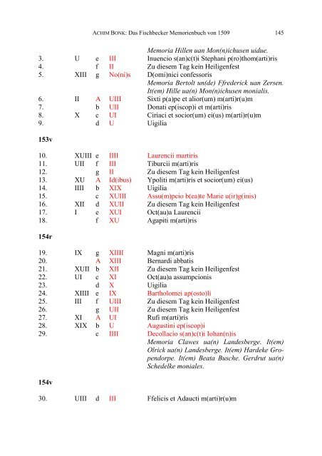 Das Fischbecker Memorienbuch von 1509 - Concilium medii aevi