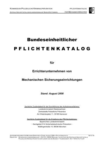 Aktueller Pflichtenkatalog Mechanik - Landeskriminalamt ...