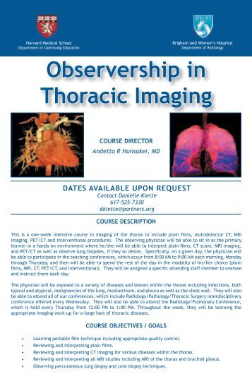 Observership in Thoracic Imaging - CME