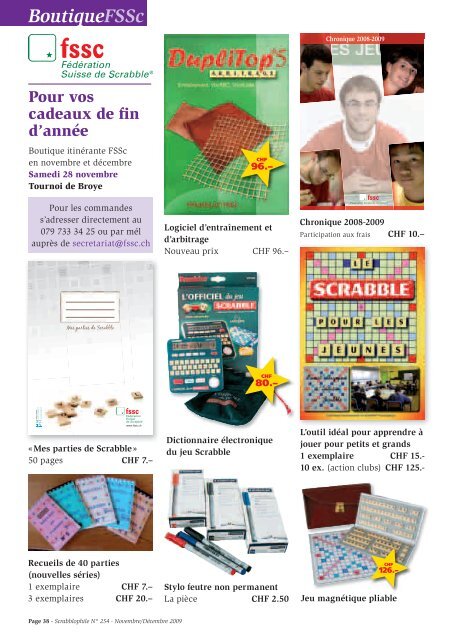 Novembre/Décembre 2009 - Fédération Suisse de Scrabble