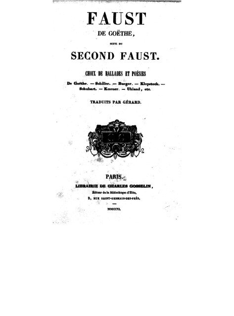 Goethe, Johann Wolfgang von (1749-1832). Faust ... - Musicontempo