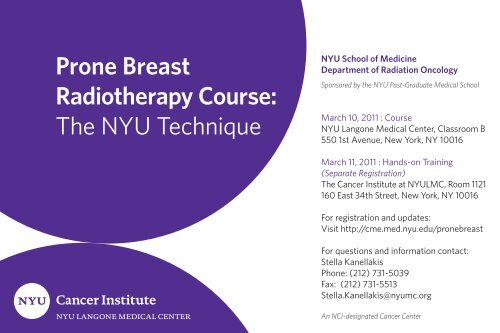 Prone Breast Radiotherapy Course: The NYU Technique