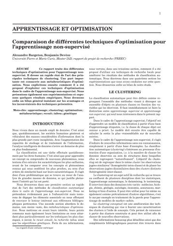 Comparaison de différentes techniques d'optimisation pour l ...