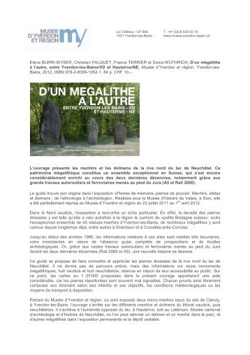 MY_Publication_D'un mégalithe à l'autre - Musée d'Yverdon et région