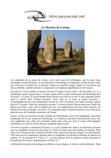 Le Mystère de Carnac - Infos-paranormal.net