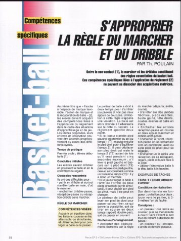 S'APPROPRIER LA RÈGLE DU MARCHER ET DU DRIBBLE