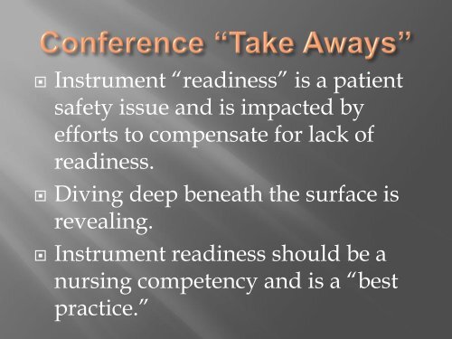 INSTRUMENT READINESS