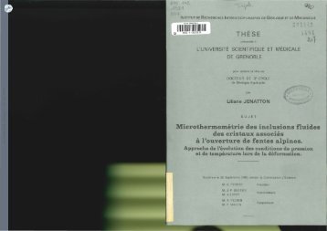 Microthermométrie des inclusions fluides des cristaux associés à - TEL