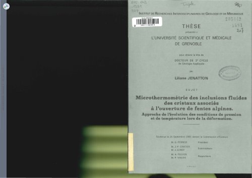 Microthermométrie des inclusions fluides des cristaux associés à - TEL