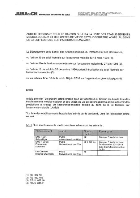 Liste EMS et UVP 2012 (PDF, 652 Ko - République et Canton du Jura
