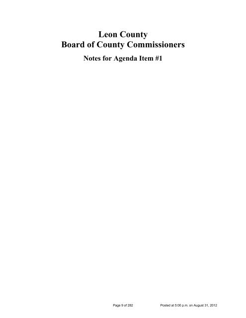 BOARD OF COUNTY COMMISSIONERS LEON COUNTY, FLORIDA