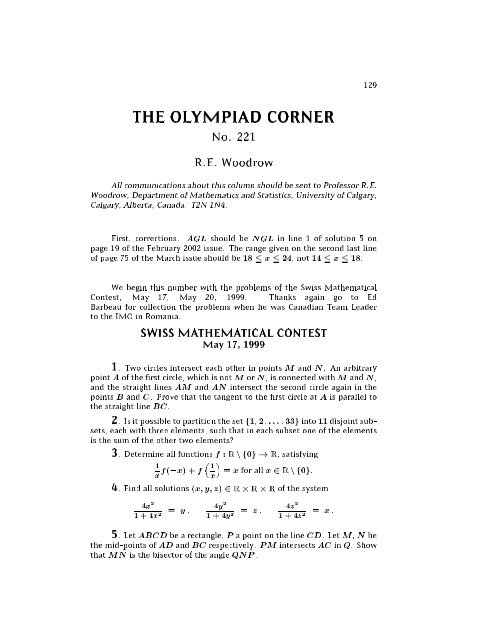 Read Full Issue Canadian Mathematical Society