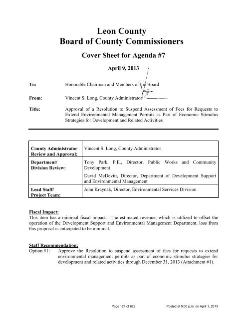 BOARD OF COUNTY COMMISSIONERS LEON COUNTY, FLORIDA