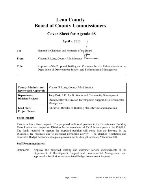 BOARD OF COUNTY COMMISSIONERS LEON COUNTY, FLORIDA