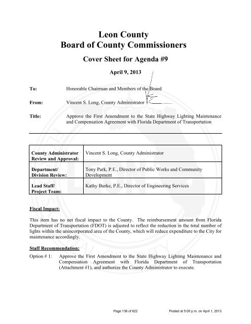 BOARD OF COUNTY COMMISSIONERS LEON COUNTY, FLORIDA