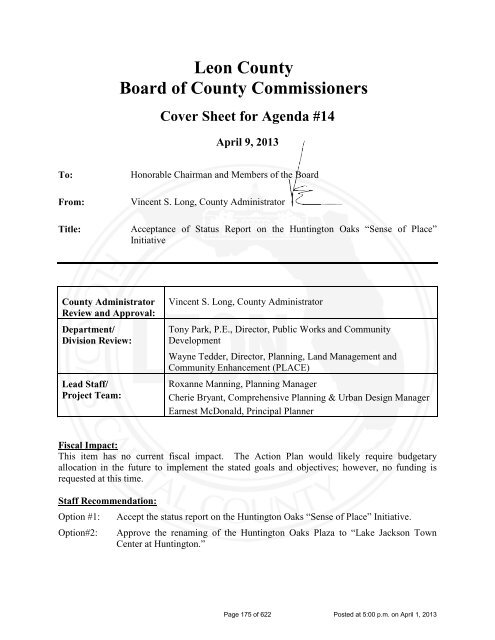 BOARD OF COUNTY COMMISSIONERS LEON COUNTY, FLORIDA