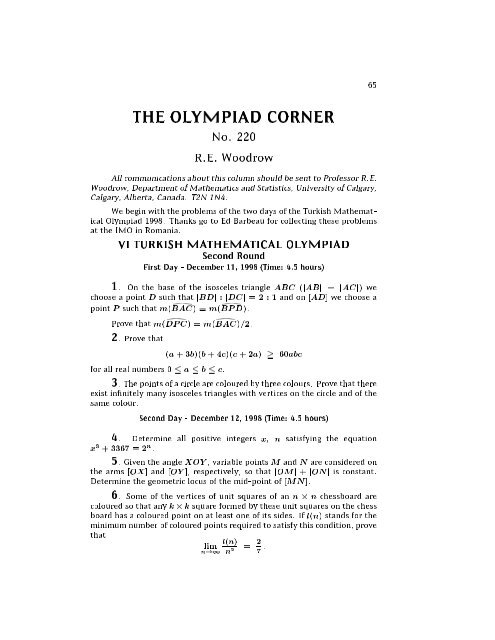 The Olympiad Corner Canadian Mathematical Society