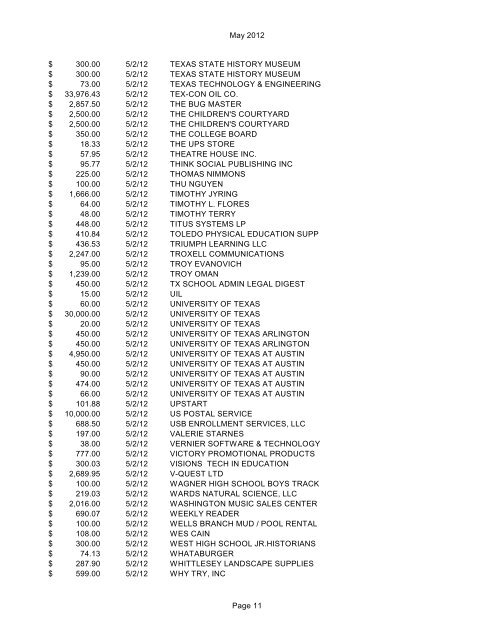 May 2012 - Pflugerville Independent School District