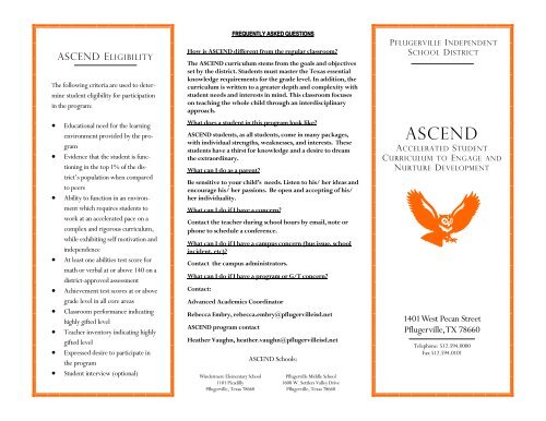ASCEND brochure_April 2012 - Pflugerville Independent School ...