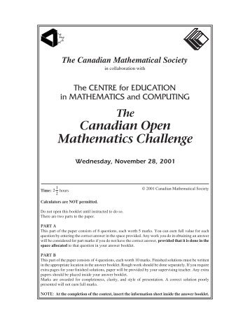 Questions - Canadian Mathematical Society