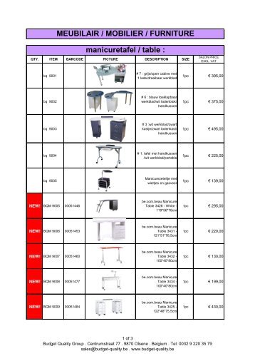 MEUBILAIR / MOBILIER / FURNITURE manicuretafel ... - Proximedia