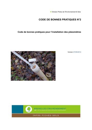 Code de bonnes pratiques pour l'installation des piézomètres (.pdf)