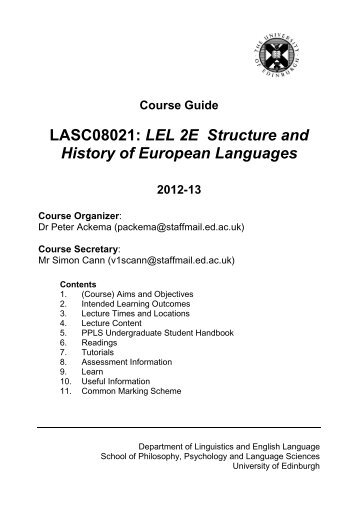 LEL2E - Linguistics and English Language - University of Edinburgh