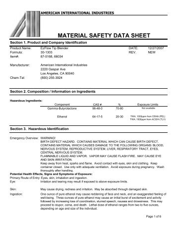 material safety data sheet - Proximedia