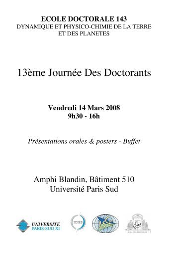 ecole doctorale 143 - Département des sciences de la Terre d'Orsay ...
