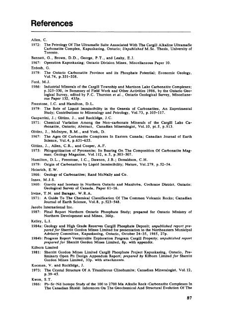 Cargill Township carbonatite complex, District of ... - Geology Ontario