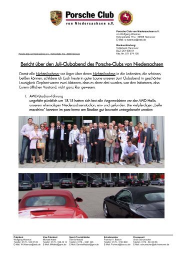 Bericht - Porsche Club CMS