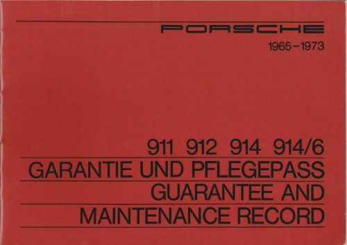 911 912 914 914/6 garantie und pflegepass guarantee and