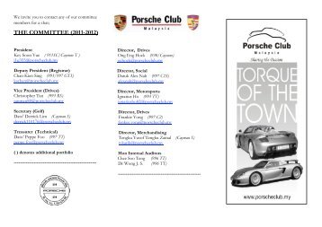 THE COMMITTEE (2011-2012) - Porsche Club Malaysia