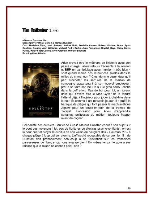 dossier de presse - Brussels International Fantastic Film Festival 2013