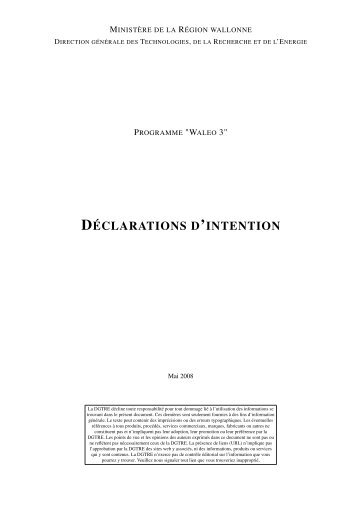 Waleo 3 : Déclarations d'intention (PDF) - Recherche et Technologie