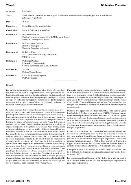 Waleo 3 : Déclarations d'intention (PDF) - Recherche et Technologie