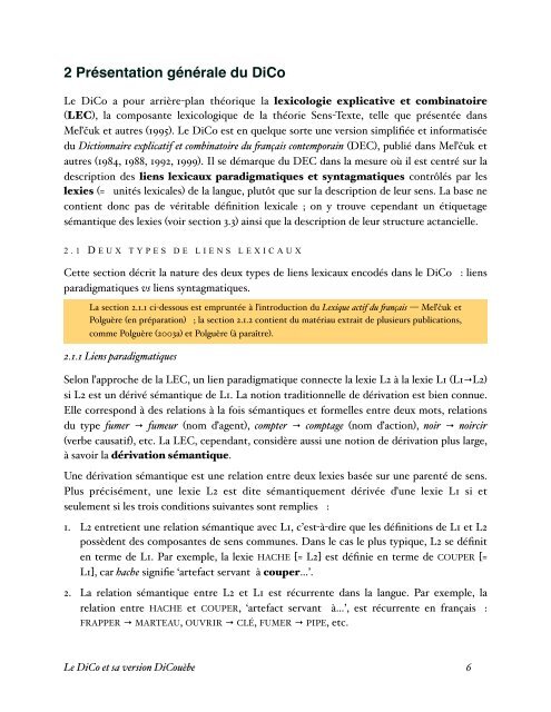 le dico et sa version dicouèbe - Observatoire de linguistique Sens ...