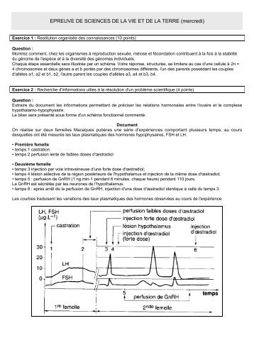 EPREUVE DE SCIENCES DE LA VIE ET DE LA TERRE ... - svtCharlie