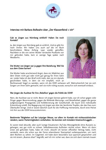 Interview mit Barbara Bollwahn über „Der Klassenfeind + ich“