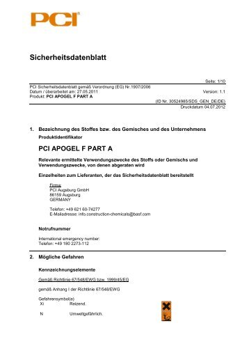 Sicherheitsdatenblatt - PCI-Augsburg GmbH